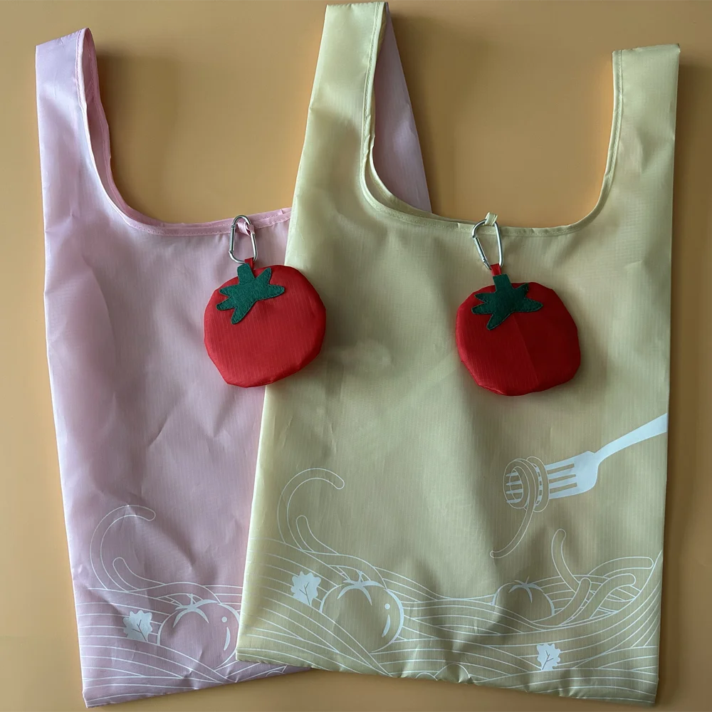 

Горячая рекламная прочная складная сумка для покупок в стиле футболки с карманом для томатов, переработанная многоразовая модная сумка для хранения подарка