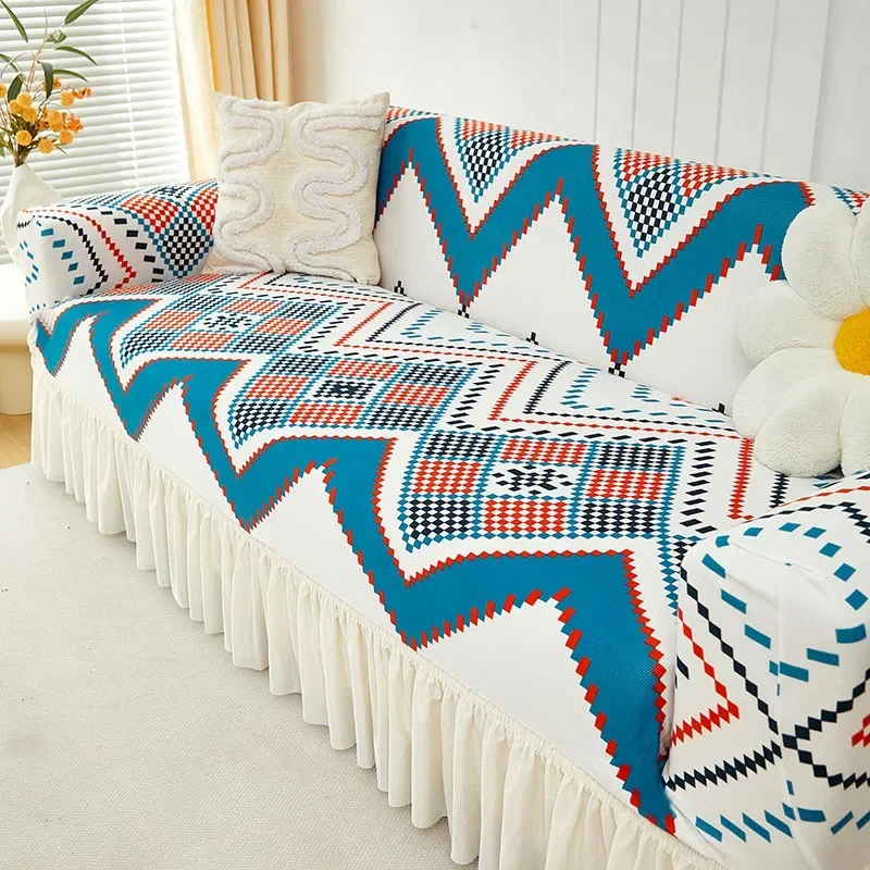 Bohemian Sofa Cover Living Room Pet Dog Kids L Shaped Sofa Mat Non-Slip Combination Anti Cat Scratch Couch Towel Home Decor