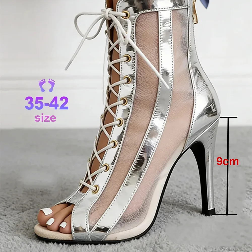 Silver Woman Latin Dance Shoes for Ladies Girls Sexy Stilettos Party Tango Dance Booties Women Salsa Dance Heels Ballroom