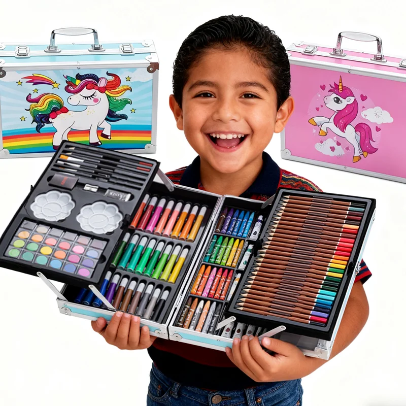 مجموعة Iruibo Art للأطفال 145 قطعة مع علبة يونيكورن مجموعة رسم كاملة مع أقلام رصاص ملونة وأقلام تلوين وألوان مائية وإكسسوارات هدية إبداعية #4