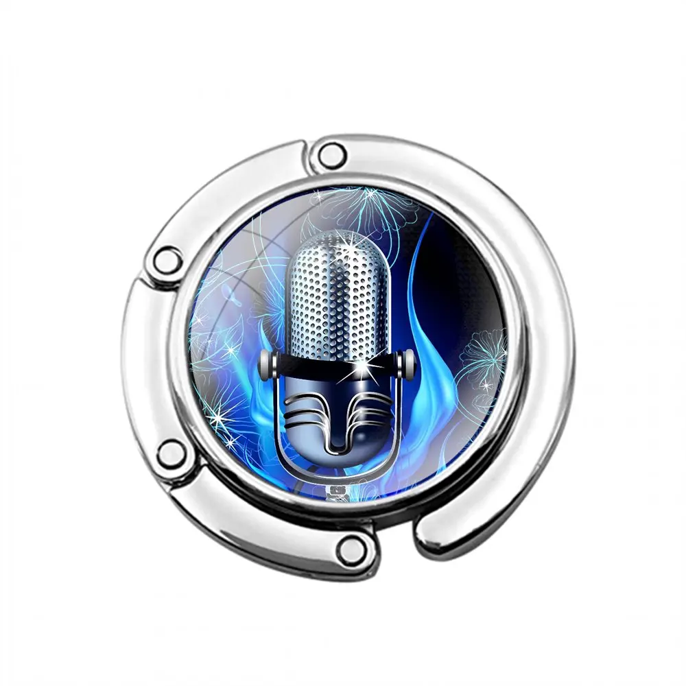 Music microphone Foldable Purse Hook for Women's Table Handbag Storage Folding Decor Table Hook image 2