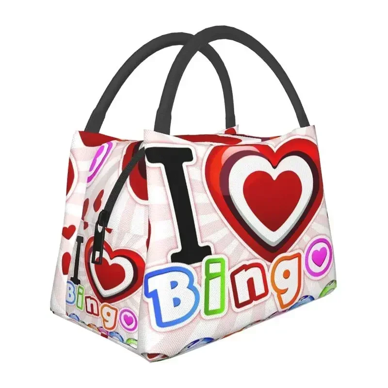 

I Love Bingo Game Insulated Lunch Bags for School Office Waterproof Cooler Thermal Lunch Box Women lunchbag