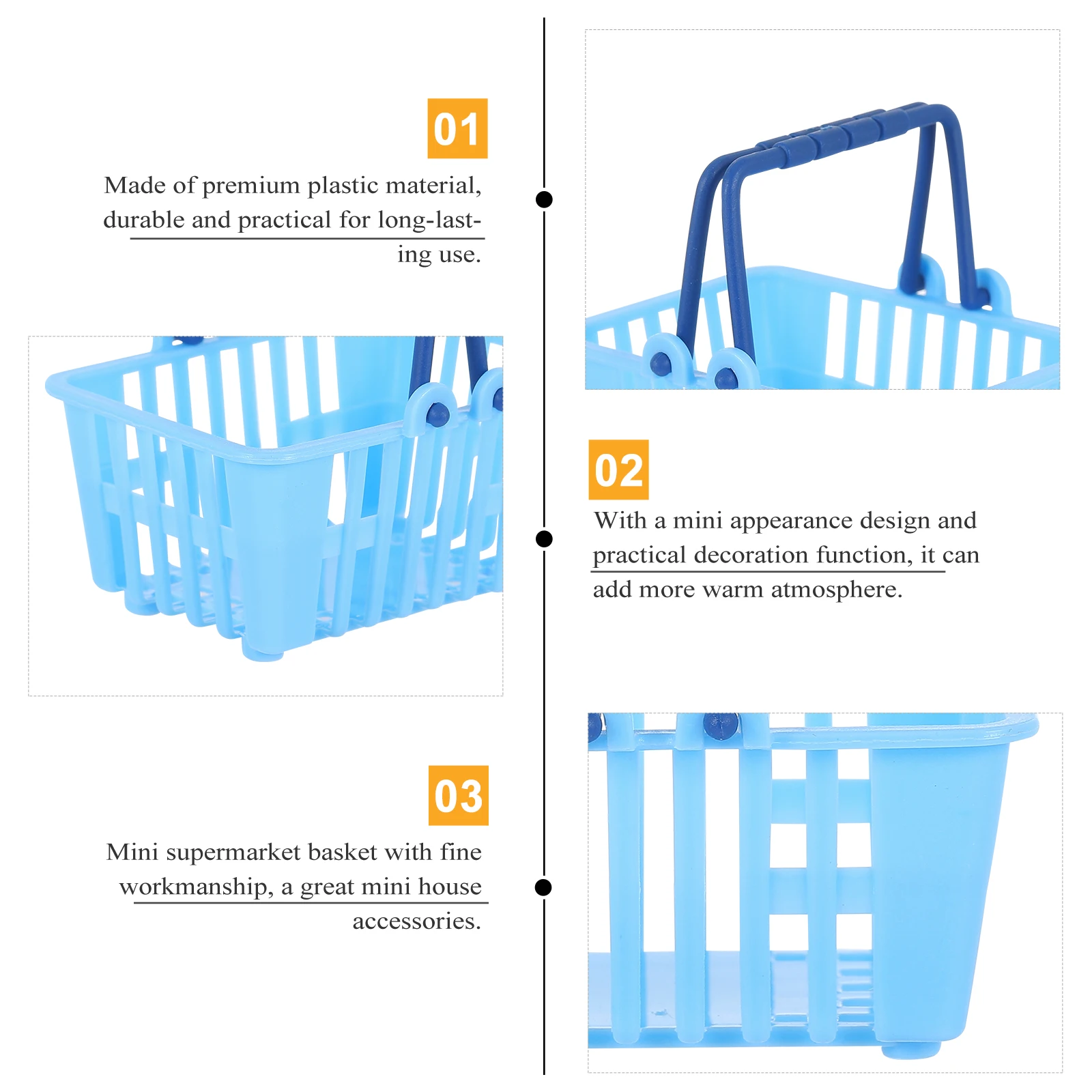 

10Pcs Mini Supermarket Basket Plastic Small Storage Basket Mini House Accessory Fine Workmanship Decoration for Small Scenes