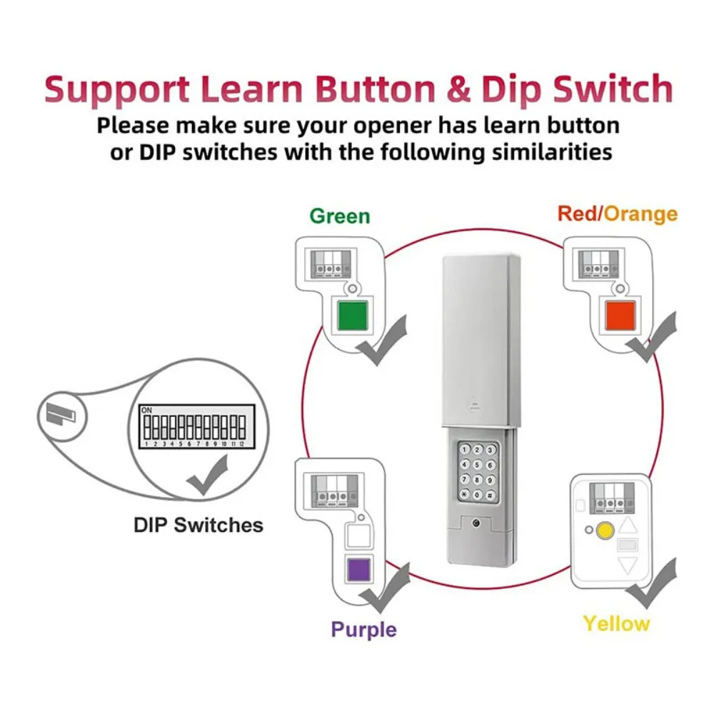 For 877MAX 878MAX Garage Door Keypad Opener 315MHz 390MHz 376LM 377LM 977LM 371LM 373LM 971LM 973LM Remote Control