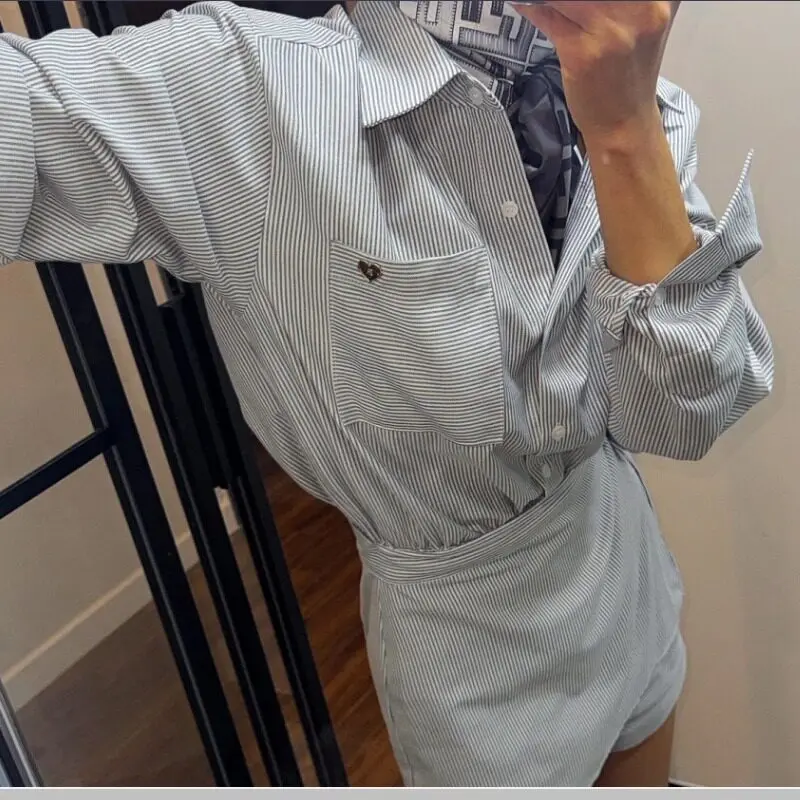 

Женский модный комплект-двойка Ele Lady: брюки и топ, хлопок, высокая талия, весенний повседневный стиль H-образного кроя, Dongda Gate