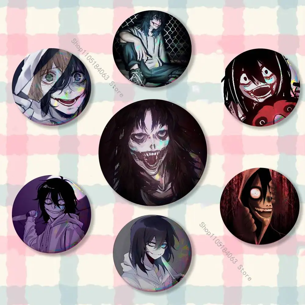 

Jeff Art Killer Laser reflective round badges pins bag clothing decorations collectibles gifts for friends