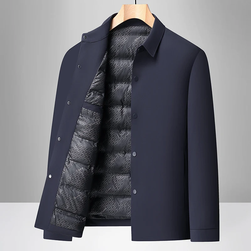 High-End Man Luxury down Jacket Lapel 3D Cutting Elegant Collar Warm Windproof British Style Fashion Winter Hot Men's Clothing