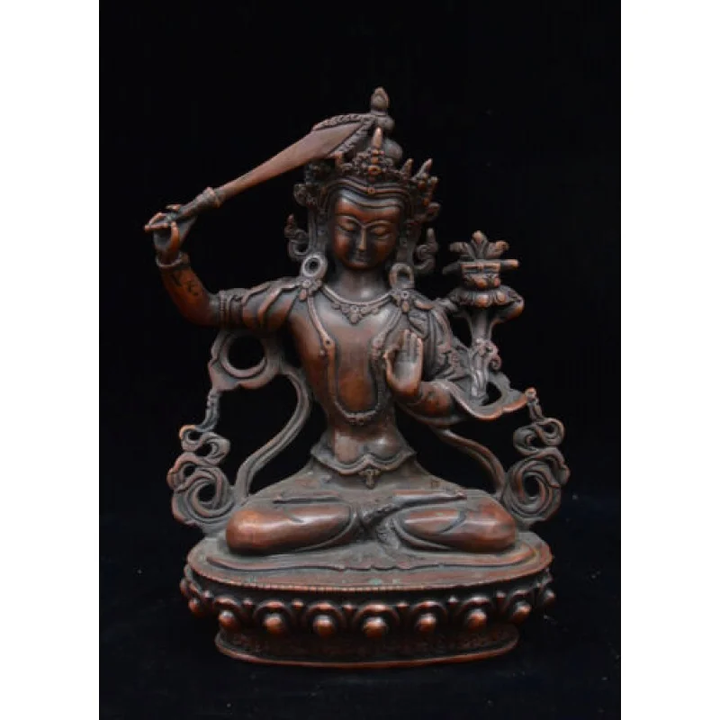 Tibetan Buddhism Bronze Wenshu Manjushri Manjusri Avalokiteshvara Goddess Statue