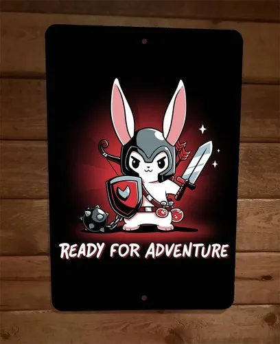 Affiche murale en métal Ready For Adventure Rabbit Gamer