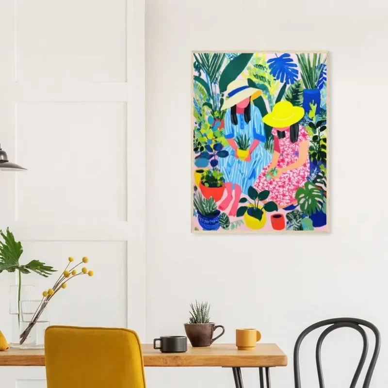 1pc frameless Canvas Painting Summer Woman in Mediterranean Sea View Poster Colorful Coastal  Tropical Canvas Painting Wall Art