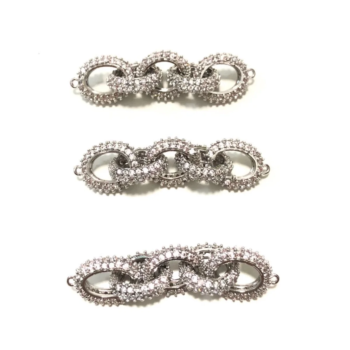 5pcs Zirconia Paved 5 Circles Connectors for Women Bracelets Necklaces Making Bling Gold-Plated Waist Jewelry Findings Wholesale