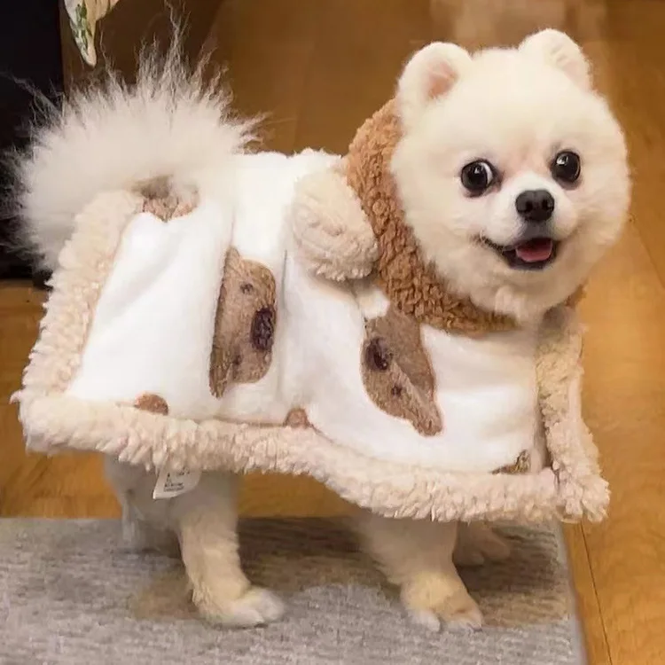 Puppy Warm Pet Coat Bear Cape Warm Dog Quilt Pet Blanket Cape Cape Blanket Schnauzer Corgi Cat Coat Designer Dog Clothes Gift