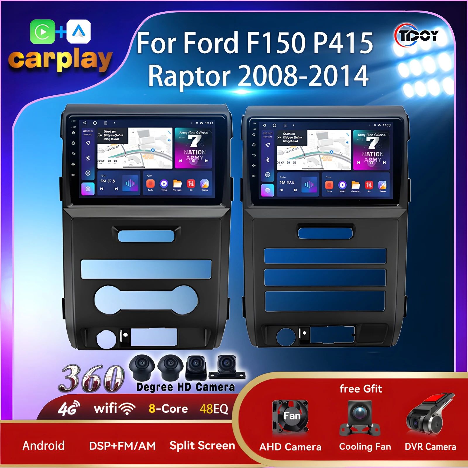 

Carplay 2Din Android для Ford F150 P415 Raptor 2008-2014, автомобильная видеостерео, 8-ядерный Android 15, плеер, авторадио, автомобильная видеостерео