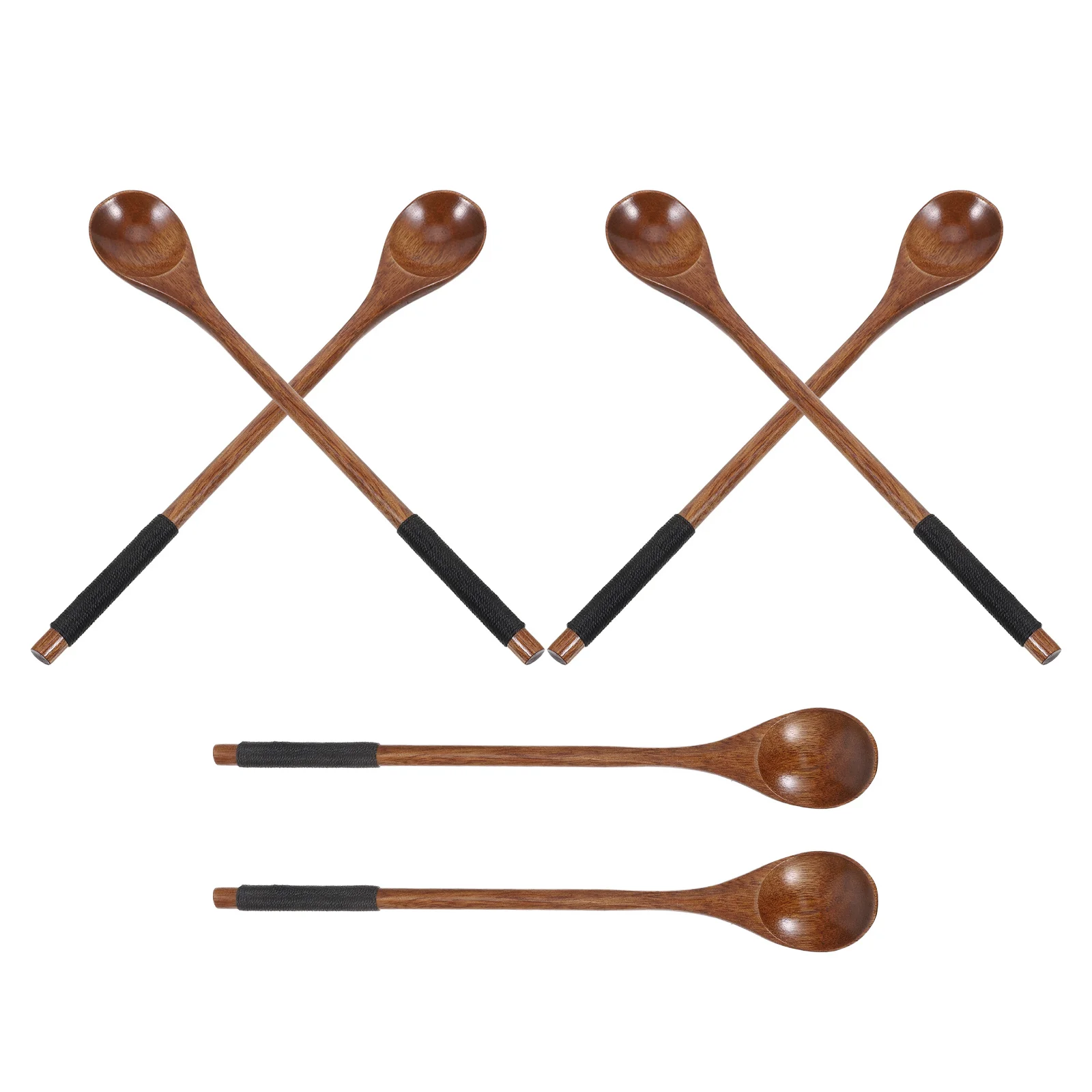 

6pcs 8 Inch Long Wooden Coffee Spoons Natural Wood Mixing Spoon For Tea Honey Jam Soup Drinks Japanese Style Kitchen Utensils