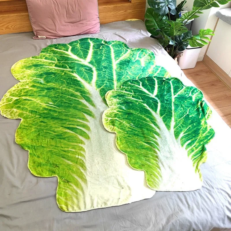 Soft Warm 3D Printed Cabbage Flannel Blanket for Sofa Office Camping Travel and Gifts Plush Pretty Throw Blankets Funny Gift