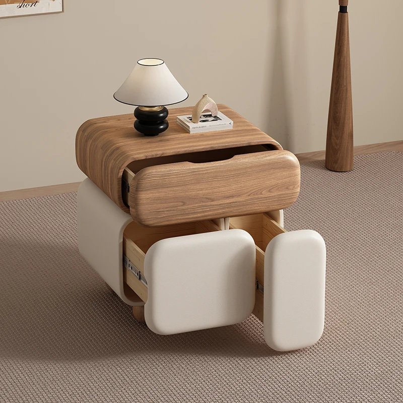 Storage Drawers Nightstands Cute Cream Style Luxury Aesthetic Bedside Table Simple Design Mesa De Noche Bedroom Furniture image 3