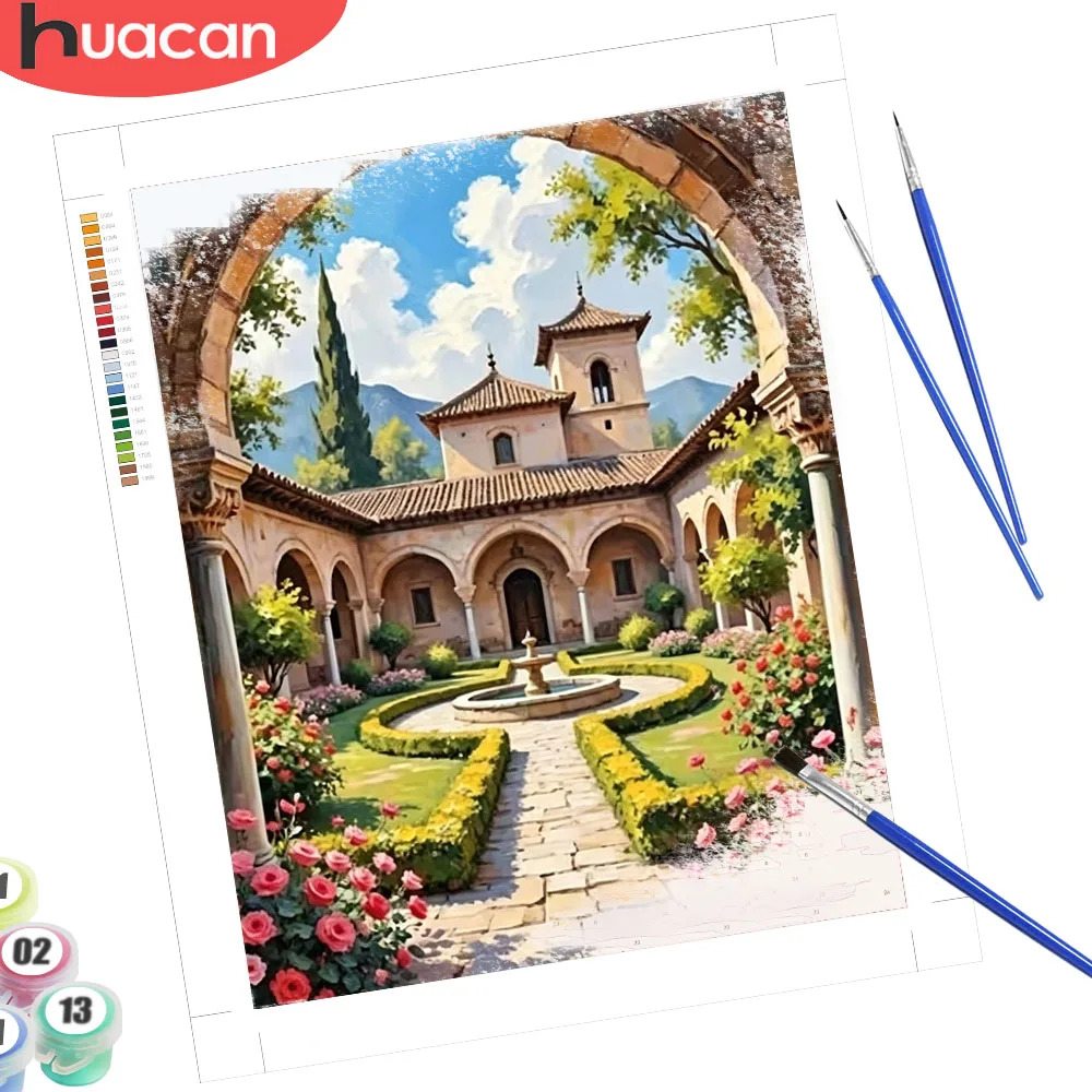 HUACAN Diy Oil Painting By Numbers House Landscape Colorful Draw Paint On Canvas Street City Art Kits Diy Kit Hobbies