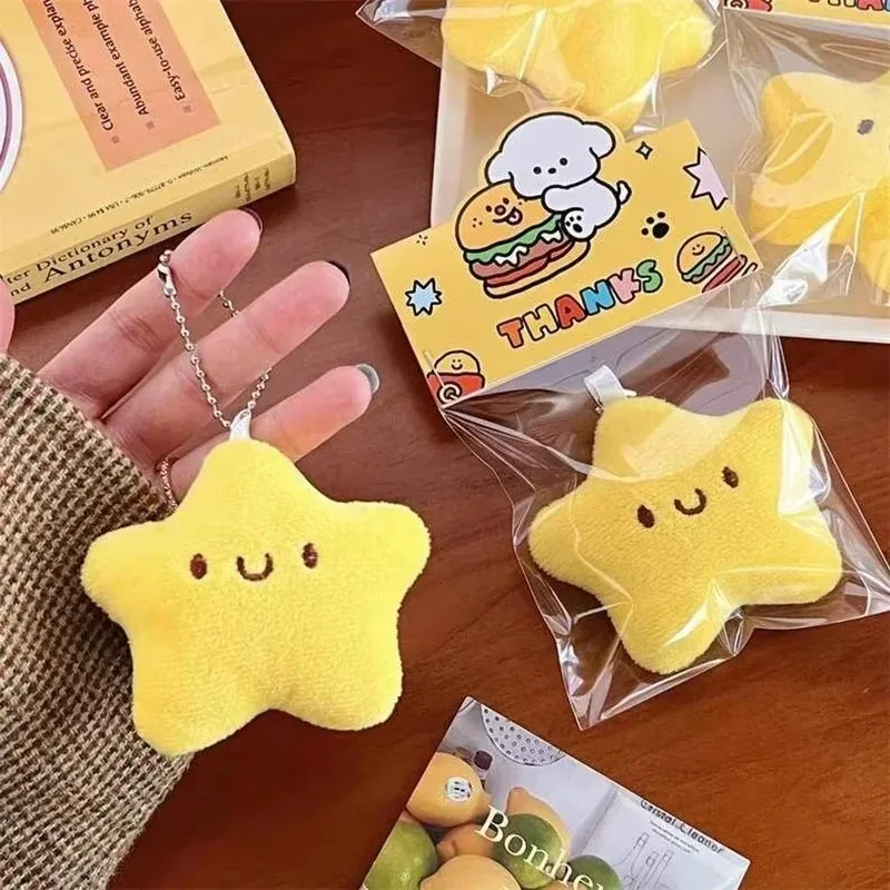 Cute Stars Plush Toy Keychain Girls Fluffy Soft Cute Backpack Bag Pendant Practical Mini Yellow Keychain Charms Keychains Gifts image 5