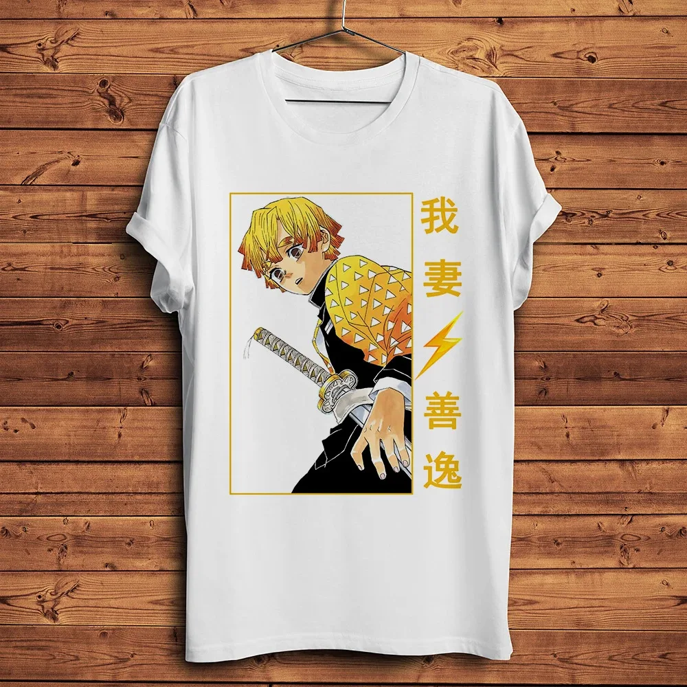 Agatsuma Zenitsu, funny anime t-shirt ,Men White Casual TShirt, Unisex, otaku manga ,kimetsu no yaiba, streetwear tee