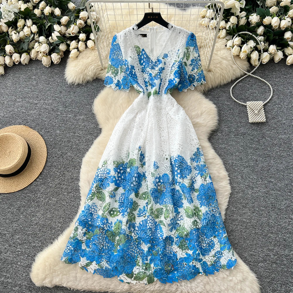 

Шикарное винтажное длинное платье с короткими рукавами и v-образным вырезом, корейская модная осенняя женская одежда, церемониальные платья