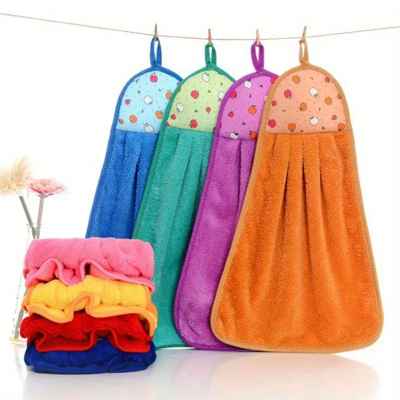 

4pcs Kitchen towels can absorb water, and household bathroom thick handkerchiefs, handkerchiefs, coral fleece