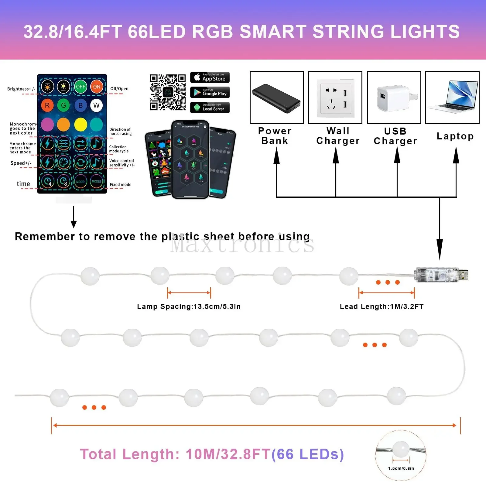 Guirlandes intelligentes avec télécommande Bluetooth, lumière dégradée LED, USB adressable, 4 styles, RVB, WS2812B, chambre, extérieur, décoration de Noël