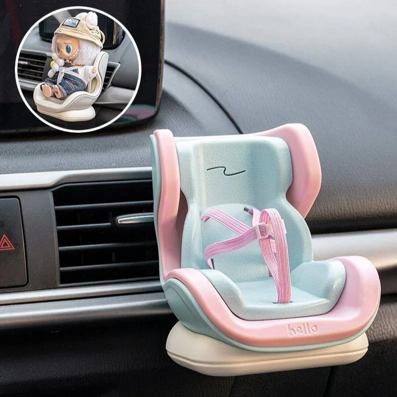For Labubu Model Mini Plush Safety Seat Car Doll Safety Seat 15-17cm Doll Cartoon Seat Interior Accessories Gifts