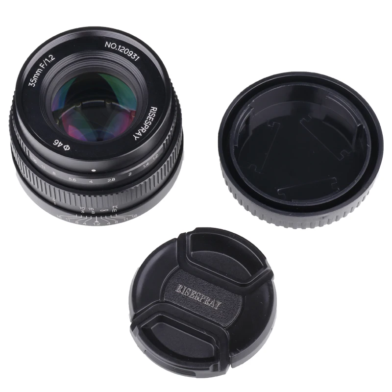 RISESPRAY Manual portrait micro single lens 35mm F1.2 Prime Lens for Sony E-mount for M4/3 for Fuji XF  for Canon EOS M APS-C