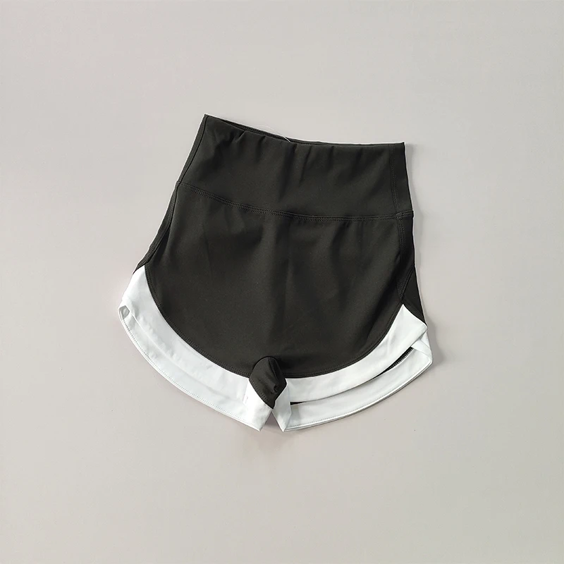 Hochgeschnittene Kontrast-Sportshorts für Damen-Fitness im Sommer, Rote Yoga-Dreiteiler-Hose, Atmungsaktiv und Lässig Tragbar – Detail 7