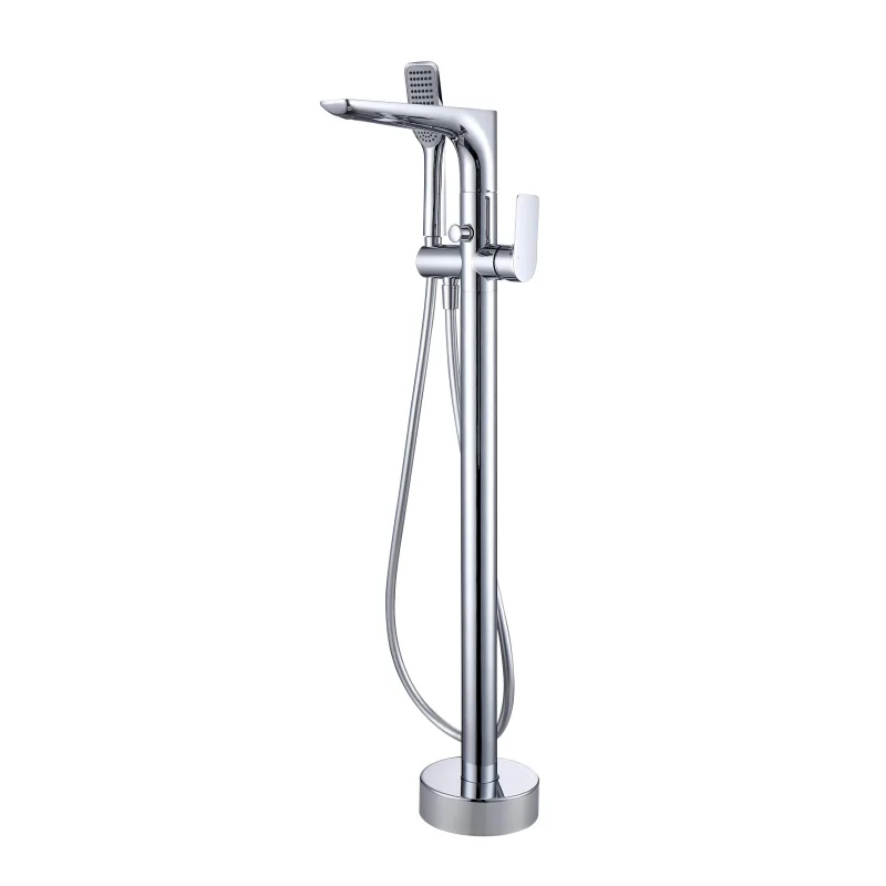 Modern Brass Single Handle Bathtub Standing Faucet Mixer Matte Black Floor Standing Faucet with Manual Shower Head