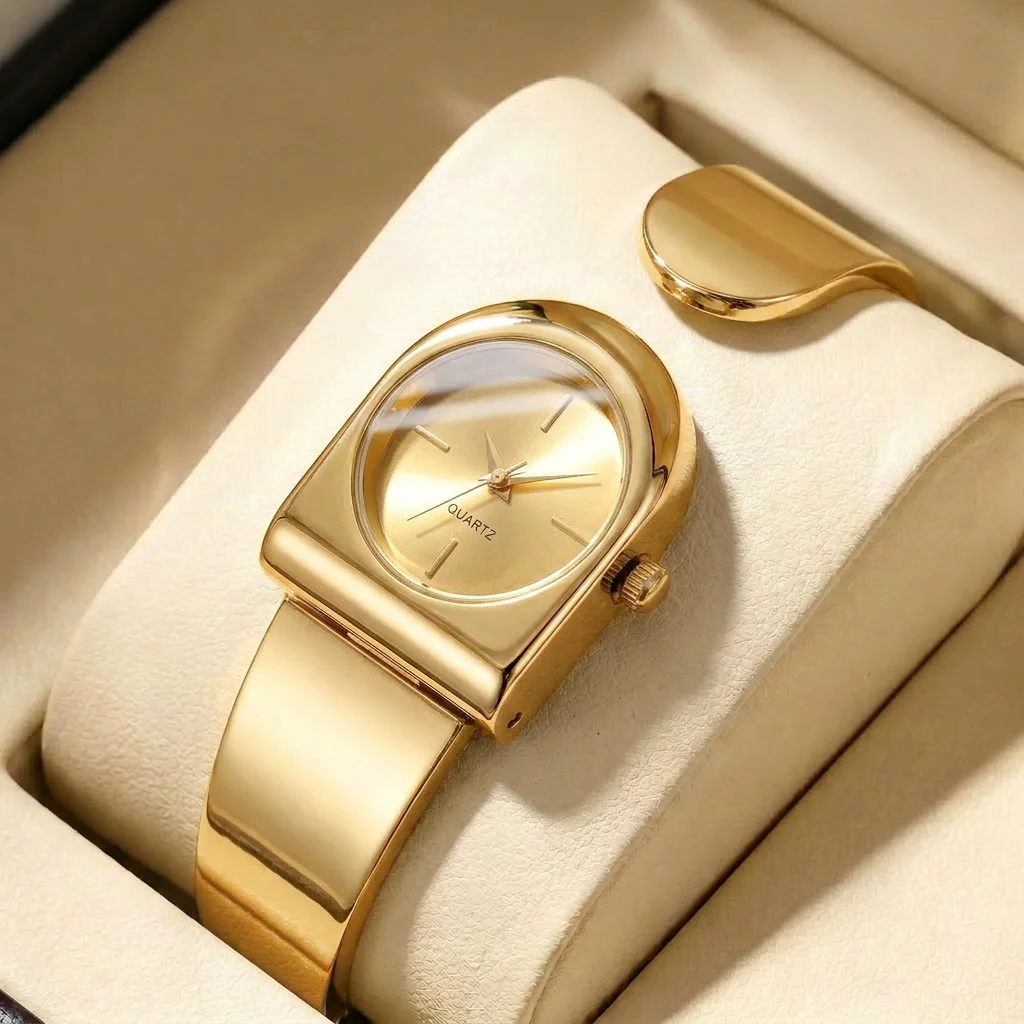 1Pcs Women's Gold Dial Alloy Strap Vintage Fashion Classic Fashion Details Quartz Watch For Business Party Holiday