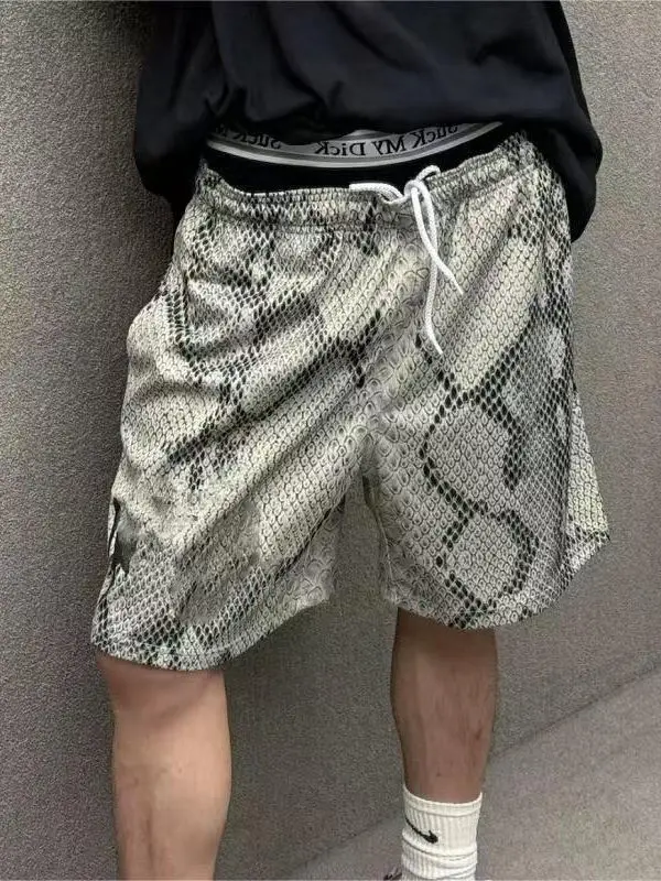 

Wassup su Американский Ретро Большой Размер Питон Узор Прямые Ноги Пять Четвертей Повседневные orts Мужчины Женщины Лето Spor orts