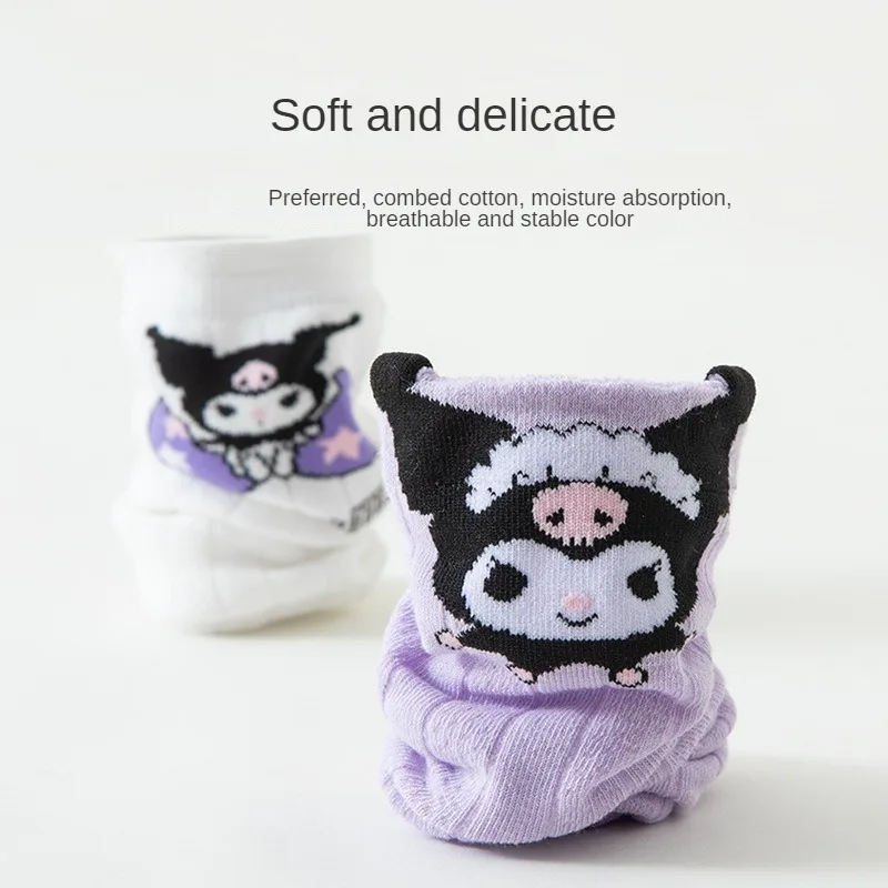 Kawaii Sanrio Kuromi ragazze calzini lunghi Cartoon Kuromi calzini lunghi per bambini calzini versatili calze per bambini calzino di cotone regalo