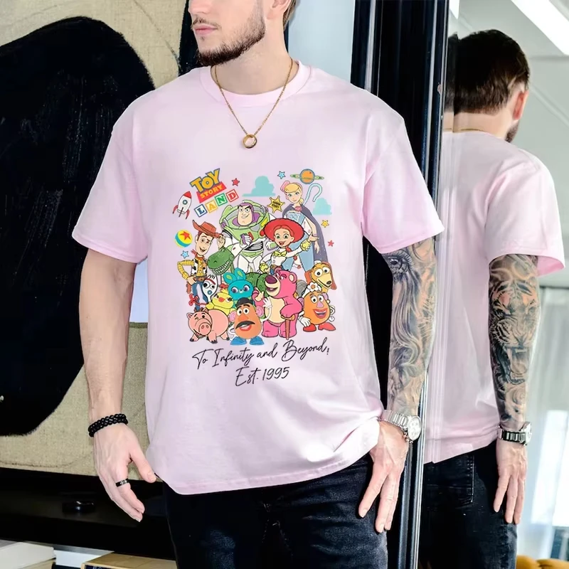 26 صيف خريف الرجال 1995 ديزني قصة لعبة "أرض لا نهاية لها" مطبوعة القطن تي شيرت امتصاص العرق تنفس محايد ملابس علوية #5