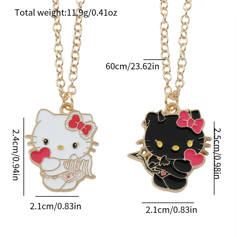 3Pcs Kawaii Sanrio Anime Hello Kitty Alloy Necklace Cartoon KT Cat Pendant Girl Sexy Collar Chain Jewelry Gift for Girlfriend