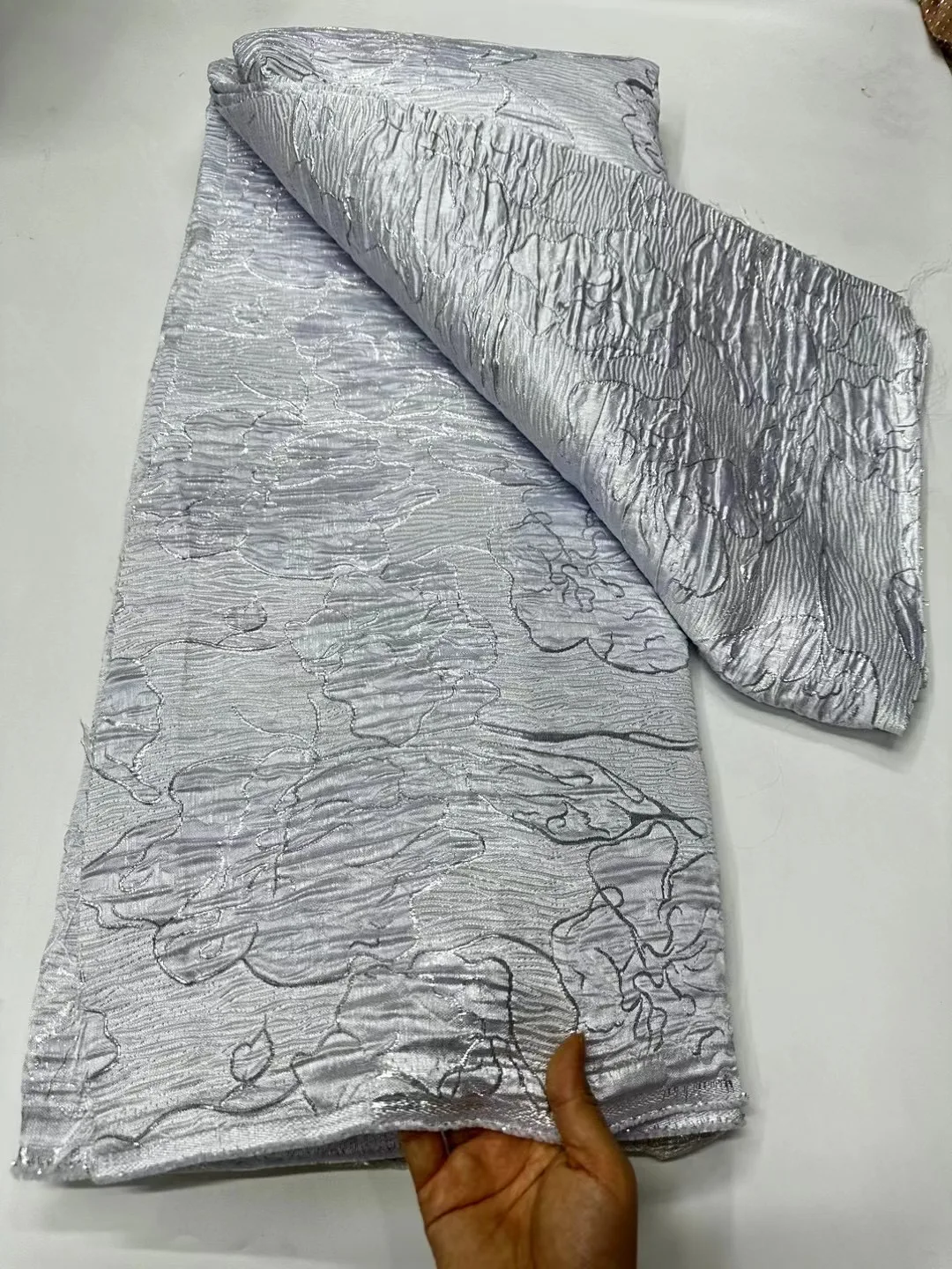 

Nigerian Jacquard Damask African Brocade Tulle Lace Fabric 2025 New French Women Gilded Lace for Party Dress NCW6295