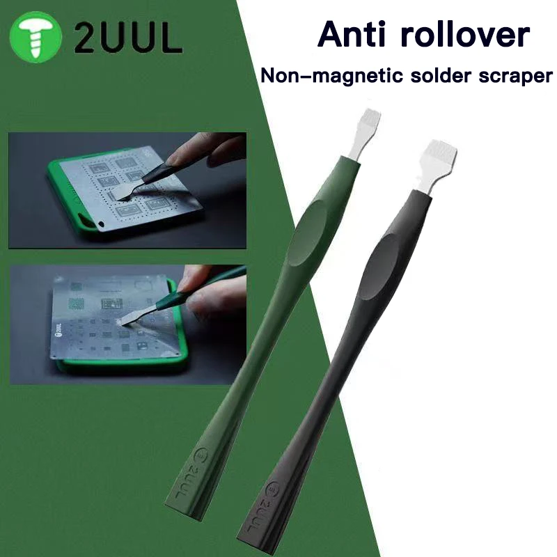 2UUL DA19 Anti-Rolling Solder Scraper Set 9mm & 15mm, Solder Blade for Phone PCB Repair & Chip Soldering Paste Leveling Tool