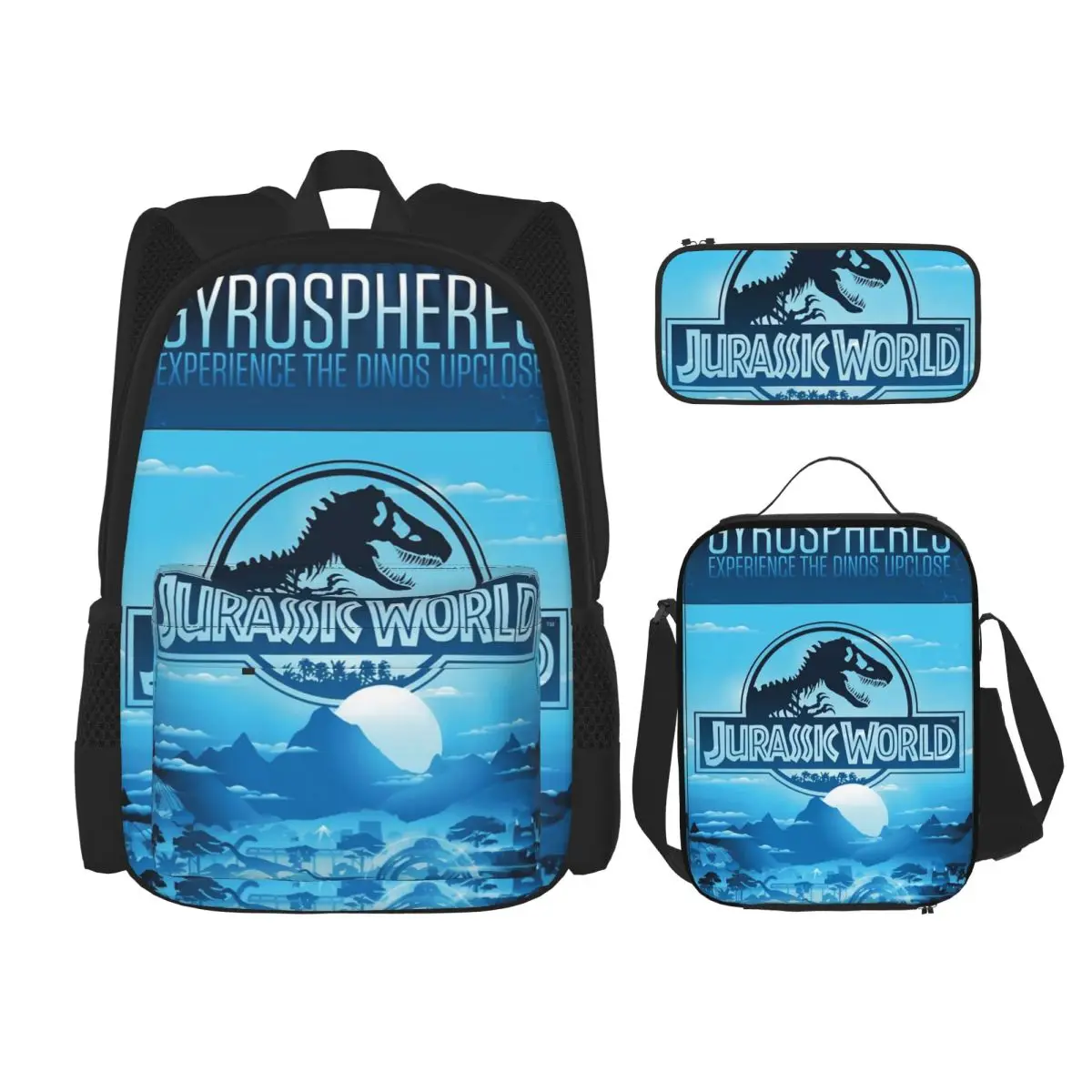 

3pecs/set Jurrassix World Dinos Jurassic Park Backpack for Student Back To School Canvas Bags Lunch bag Pencil Case