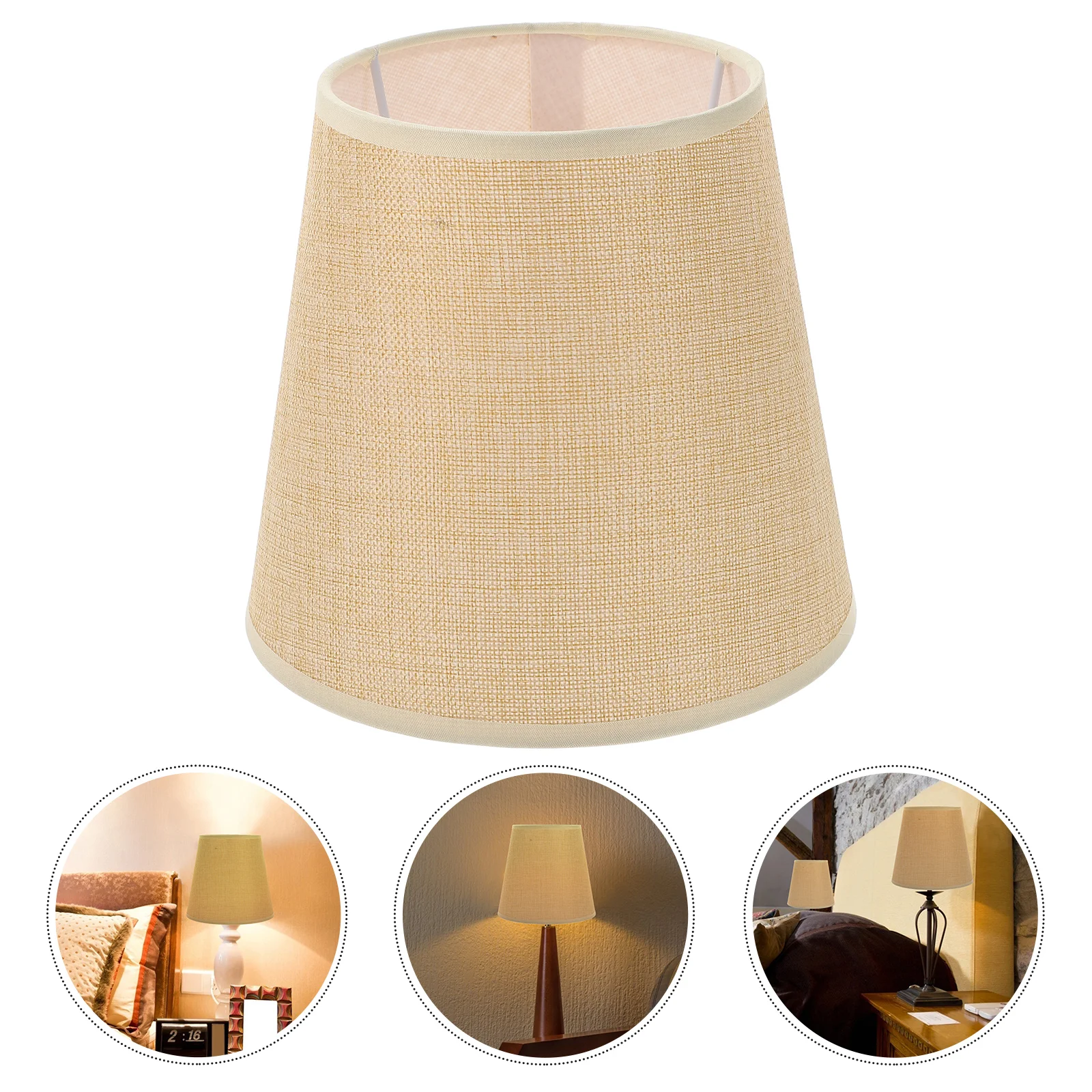 Linen Fabric Lampshade Floor Light Small Stick Holder Rustic Table Modern Hotel Chandelier