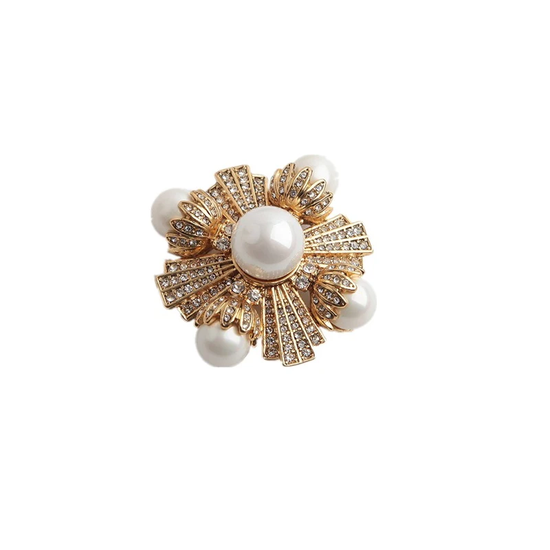Vintage Boho Floral Corsage Pearl Flower Brooches Pins with Big Pearl Cross Brooch Women Wedding Bridal Jewelry