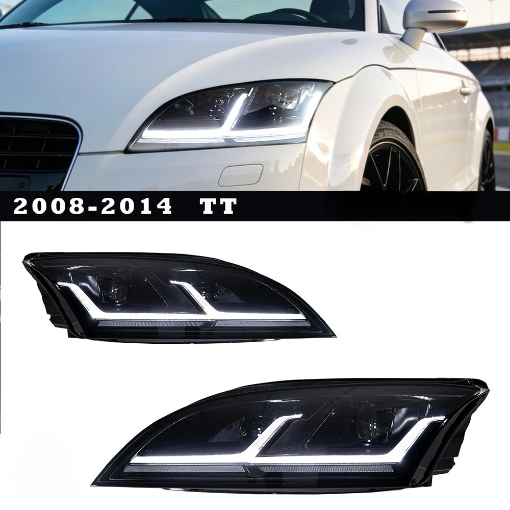 

Подходит для Audi TT 2008-2012 годов выпуска, фары в сборе, старая и новая версии, двойная L-образная LED-линза, дневные ходовые огни, динамические указатели поворота.