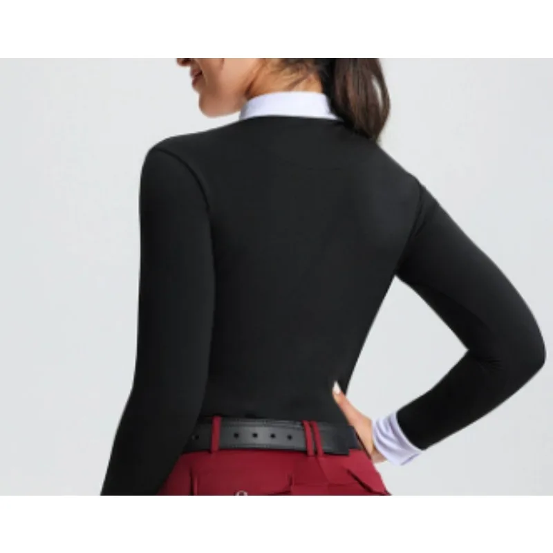 جديد إمرأة ركوب الخيل قمصان الفروسية قاعدة طبقة قمصان قصيرة الأكمام ركوب تي شيرت المنافسة الفروسية قمصان بولو