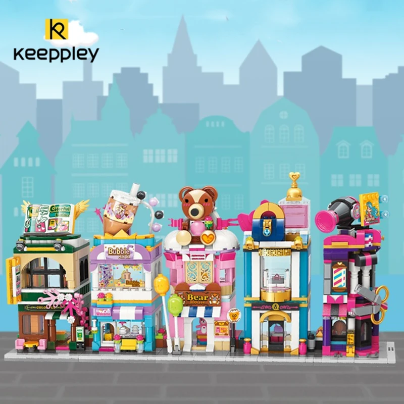 keeppley building block colorful street scene series second season assembled house toy collection hand-made birthday gift