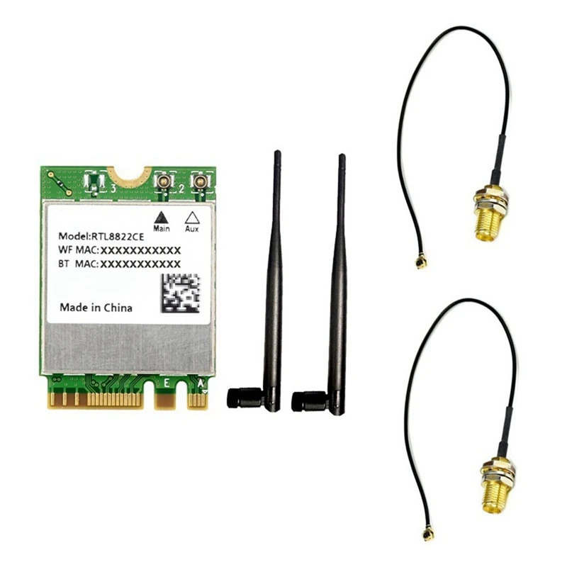 RTL8822CE Wireless Network Card Dual-Band 2.4G/5G M.2 A/E Key Wifi Card Bluetooth 5.0 Support Laptop Win10/11 Linux