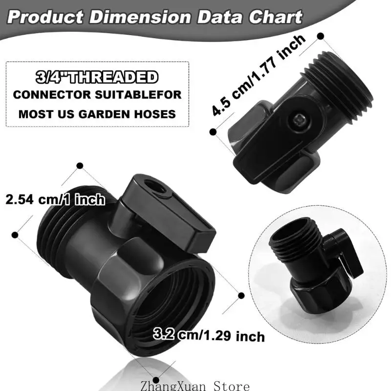 Gartenschlauch-Wasserstoppteile 12er-Pack, 3/4-Gewinde-Wasserabsperrkugelhähne 3XUF – Detail 6