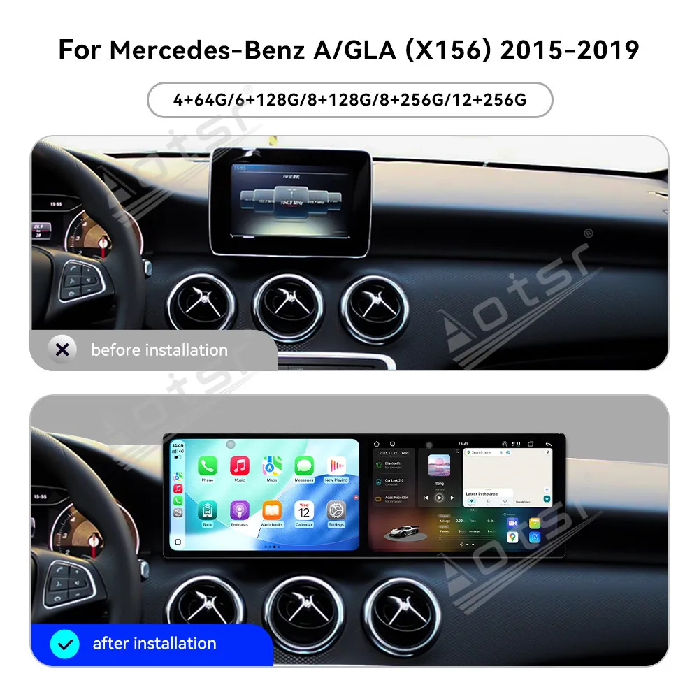 

CarPlay Dual 9.1’’ Android 15 For Mercedes Benz A/GLA X156 2015-2019 Car Radio Car GPS Navigation Screen Multimedia Player