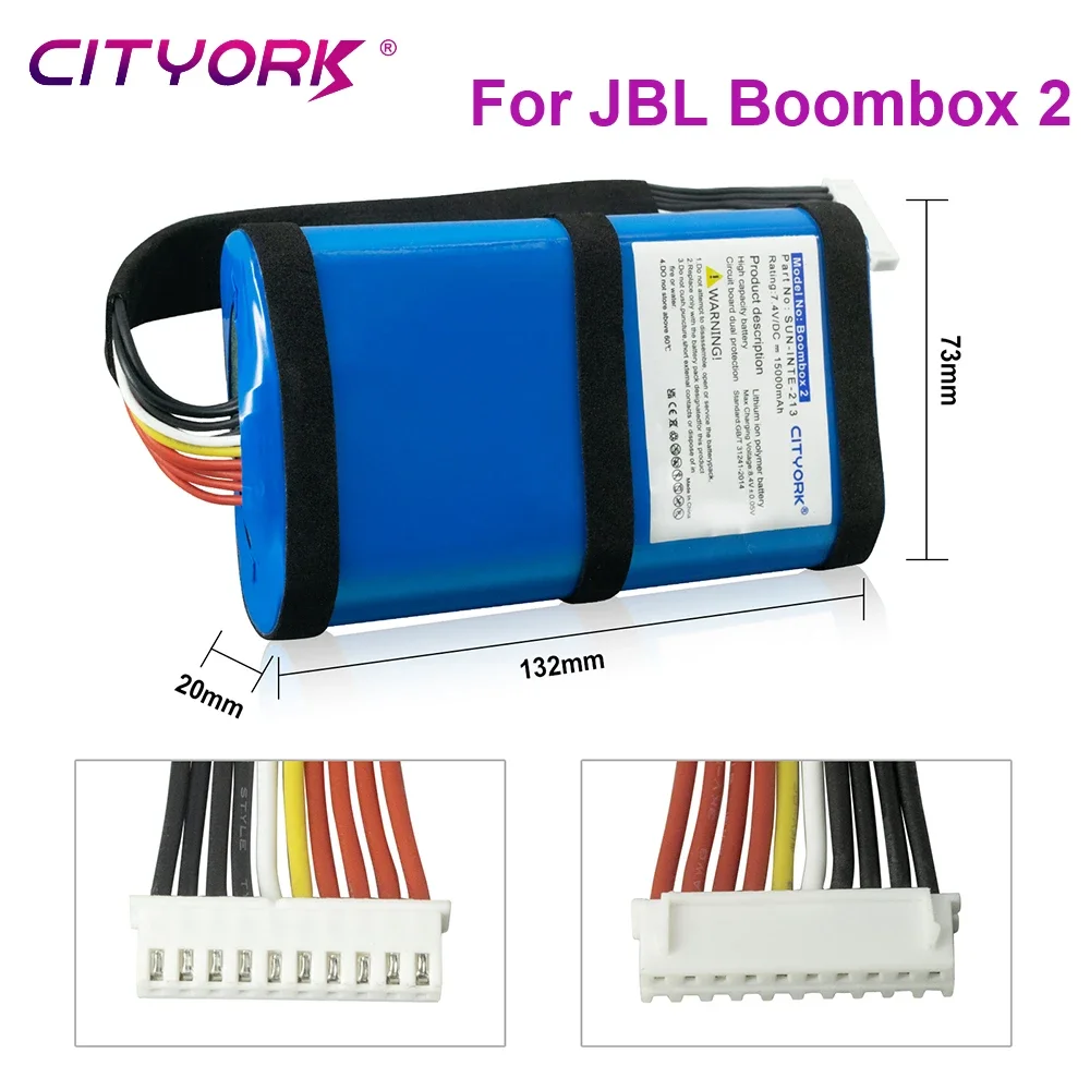 Original CITYORK Battery For JBL Boombox 2 15000mAh Boombox2 SUN-INTE-213 Wireless Bluetooth Speaker Accumulator Replacement