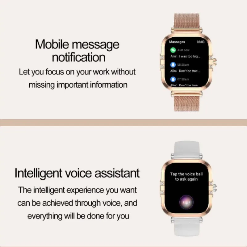 Hk82 esportes moda smartwatch feminino 1.75 polegadas amoled tela hd ai função nfc bt chamadas informações empurrar gerenciamento menstrual