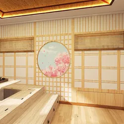 Customized products 3D Antique Japanese imitation wooden door mural Mount Fuji Sakura sushi background wall bedroom wallpaper