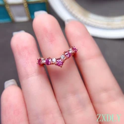 Newest crackling pink moissanite ring for women jewelry engagement ring for wedding real 925 silver  Shiny Lab Diamond